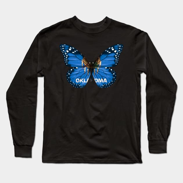 Oklahoma Flag Butterfly - Gift for Oklahoman From Oklahoma OK Long Sleeve T-Shirt by Country Flags